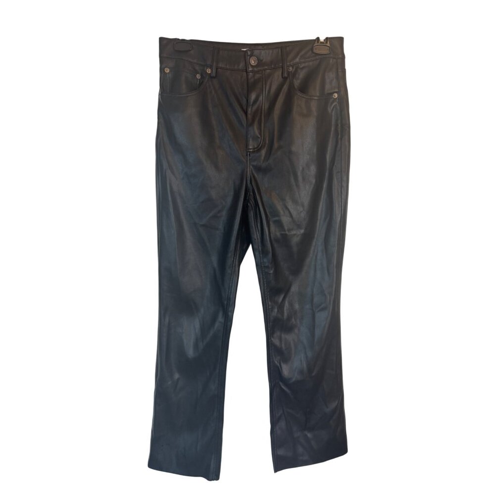 Zara Size 6 Faux Leather Pants Black Slim Fit 5-Pocket Design